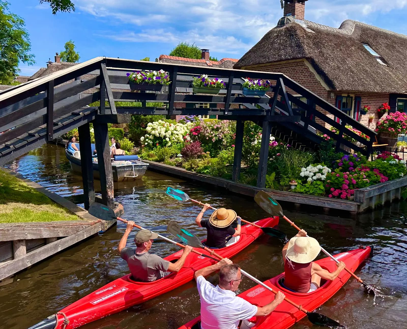 Kayaking through the peaceful canals of Giethoorn