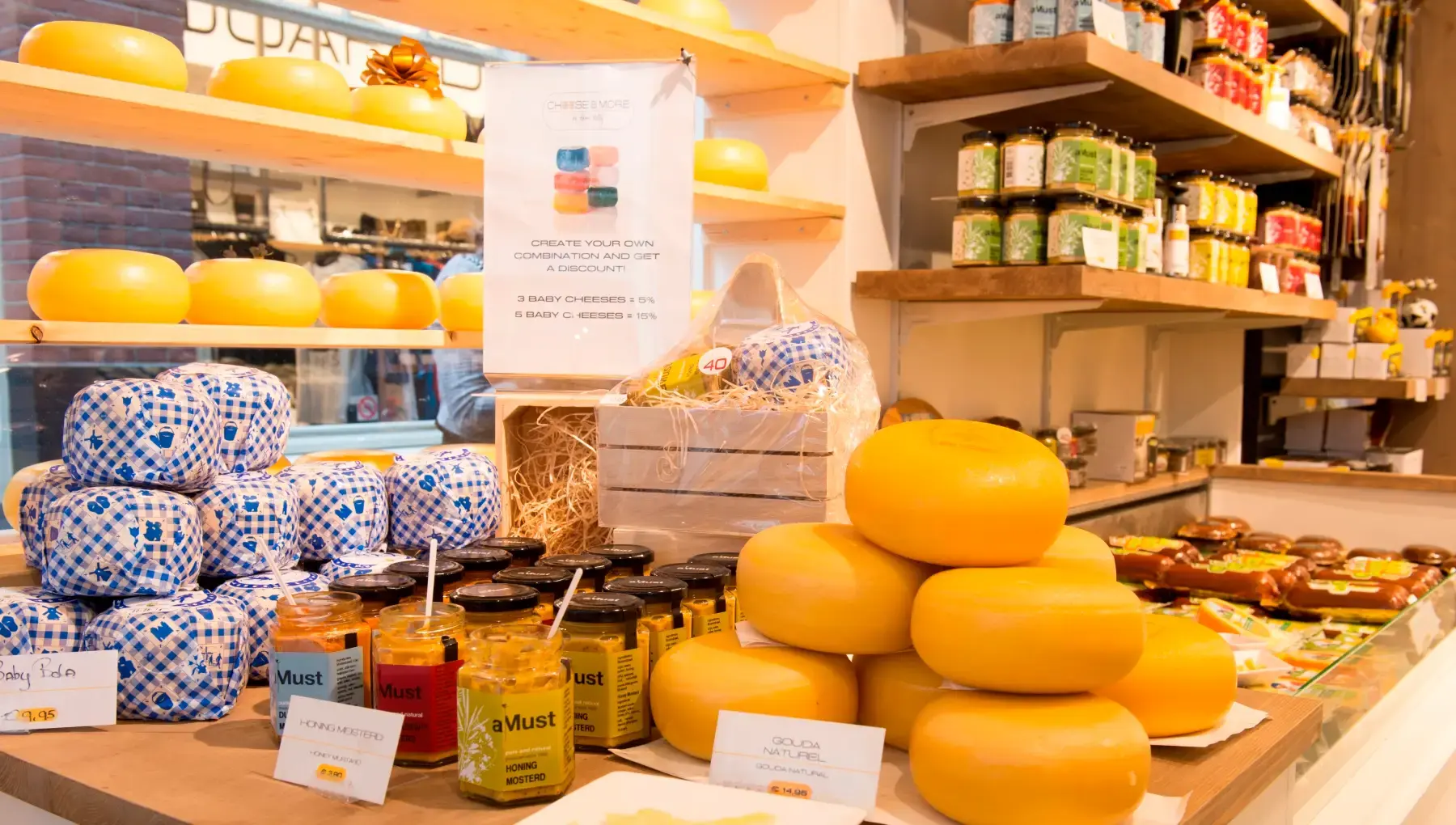 Cheese display at Henri Willig farm
