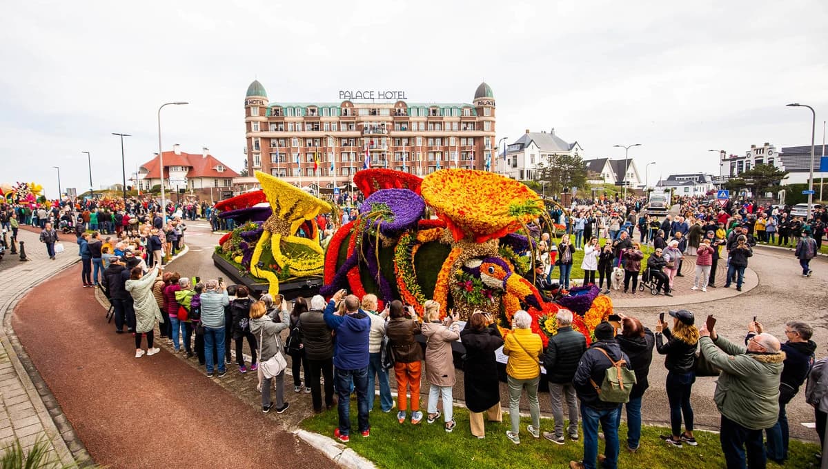 Aerial view of the Dutch bulb region through which the Flower Parade travels