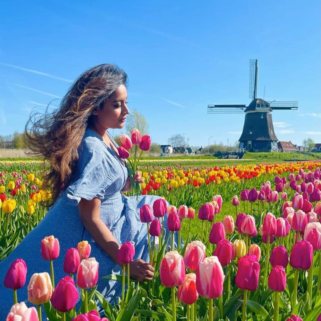 Girl in a tulip field